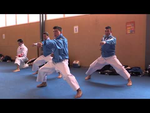 Male Team Kata Italy warming up before the tatami | WORLD KARATE FEDERATION