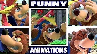 Banjo Kazooie Various FUNNY ANIMATIONS in Smash Bros Ultimate (Drowning, Dizzy, Star KO, &amp; More!)