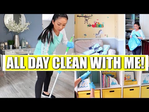 ALL DAY CLEAN WITH ME!  CLEAN, COOK + ORGANIZE WITH ME! Video