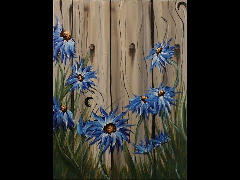 Summer Flowers on the Fence Step by Step Acrylic Painting on Canvas for Beginners