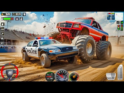 Monster Truck VS American Police Car Demolition Derby Arena Battle Simulator - Android Gameplay.