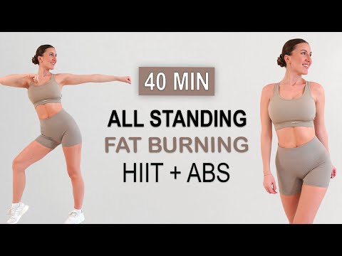 40 Min All Standing Fat Burning HIIT + Abs | Standing Cardio, No Jumping, Super Sweaty, No Repeat