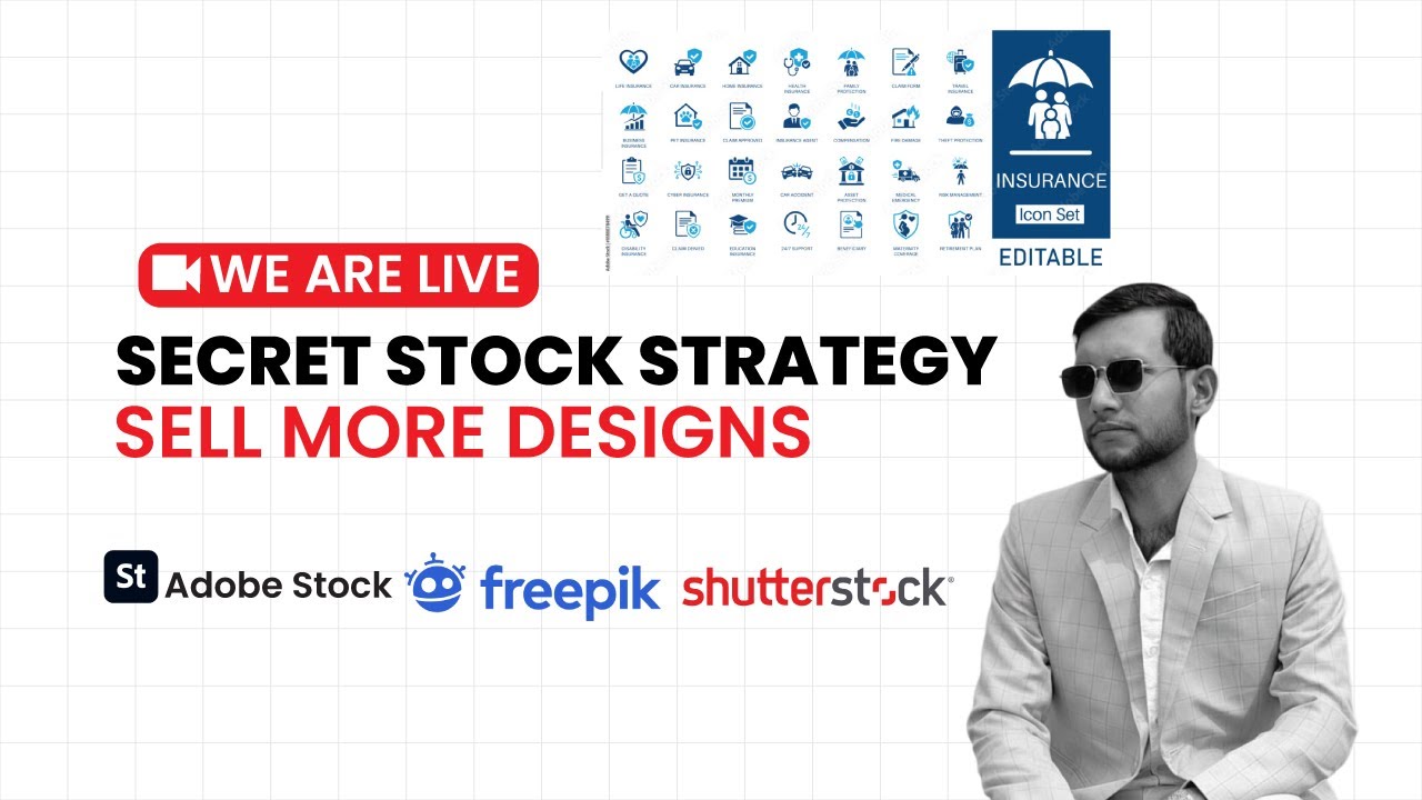 Professional bundle Icons Pack | Black & White Vector Icon Set |  Adobe Stock Design Tutorial