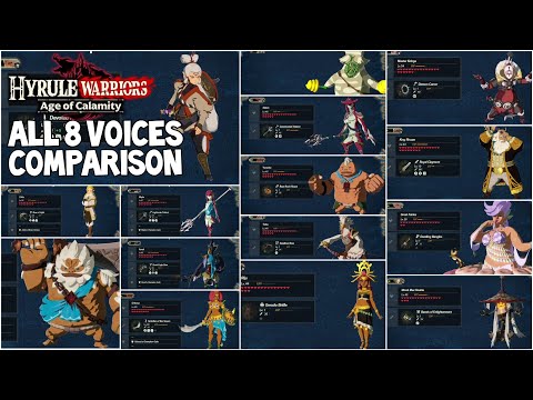 Characters Selection Screen 15 Characters All 8 Voices Comparison - Hyrule Warriors: Age of Calamity