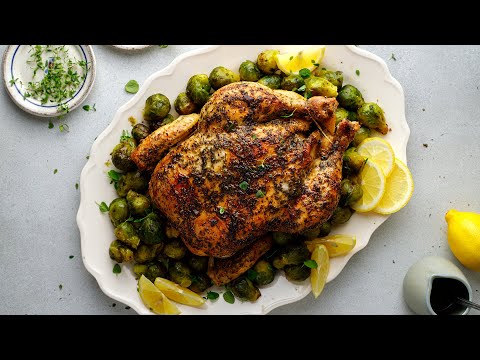 Keto Whole Roast Herb Chicken [with Brussels Sprouts]