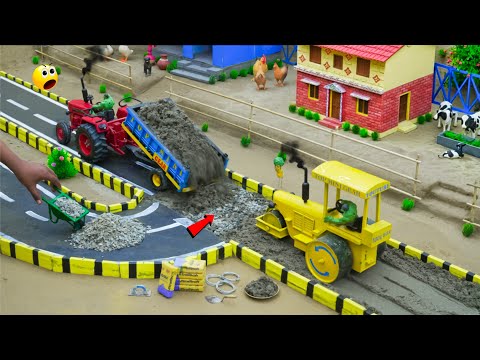 DIY Mini Tractor & Road Roller Building a Perfect Concrete Road | Science Experiment | @topminigear