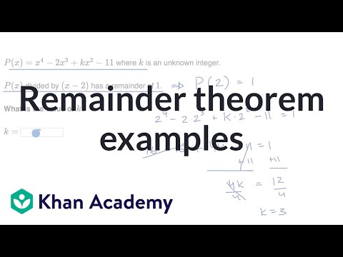 Remainder Theorem Examples Video Khan Academy