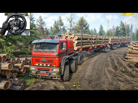 SnowRunner - Insane Log Trailers Haul Challenge with Azov 64131 | Logitech G29 Gameplay | #904