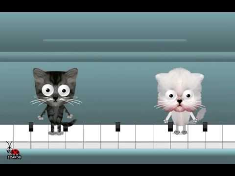 Happy Birthday Free Funny Ecards Animated Cats Dancing on a Piano Greeting E cards LadyBugEcar