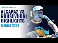 Carlos Alcaraz vs Emil Ruusuvuori Highlights | Miami Open 2021
