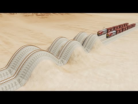 Impossible Multiple Speedbump Rail Tracks Vs Trains Crossing - BeamNG.Drive
