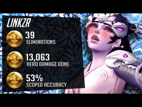 LiNkzr Pro Widow gameplay - 39 elims! [ Overwatch Season 26 Top 500 ]
