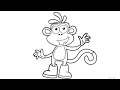 How To Draw And Colour Boots From Dora The Explorer Easy Boots Monkey Drawing For Kids