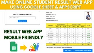 How to Make Online School Result Web App Using google sheet and Appscript | B31