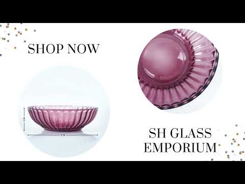 Whimsical elegance: melon shape glass bowl in mauve