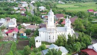 Flight over the church in Valea Mare Veche, Olt county, Romania