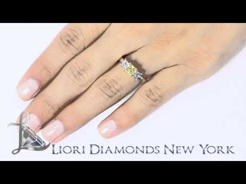 FD-015 - 1.32 Carat Fancy Yellow Princess Cut Three Stone Diamond Engagement Ring 14k