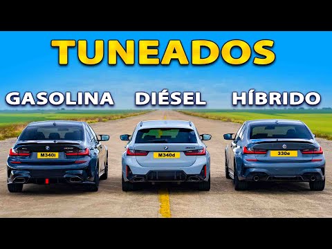 BMW M340i vs M340d vs 330e tuneados: ARRANCONES