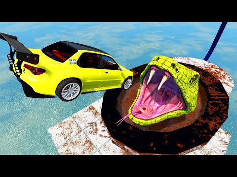 Jumping In The Toilet With A Giant Snake - Beamng drive TrainWorld