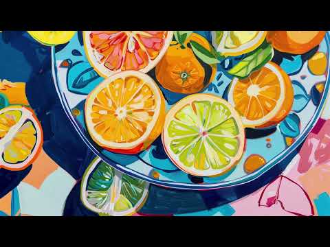 10 Images | Coastal Citrus Floral Summer Paintings Screensaver l Frame TV ART |