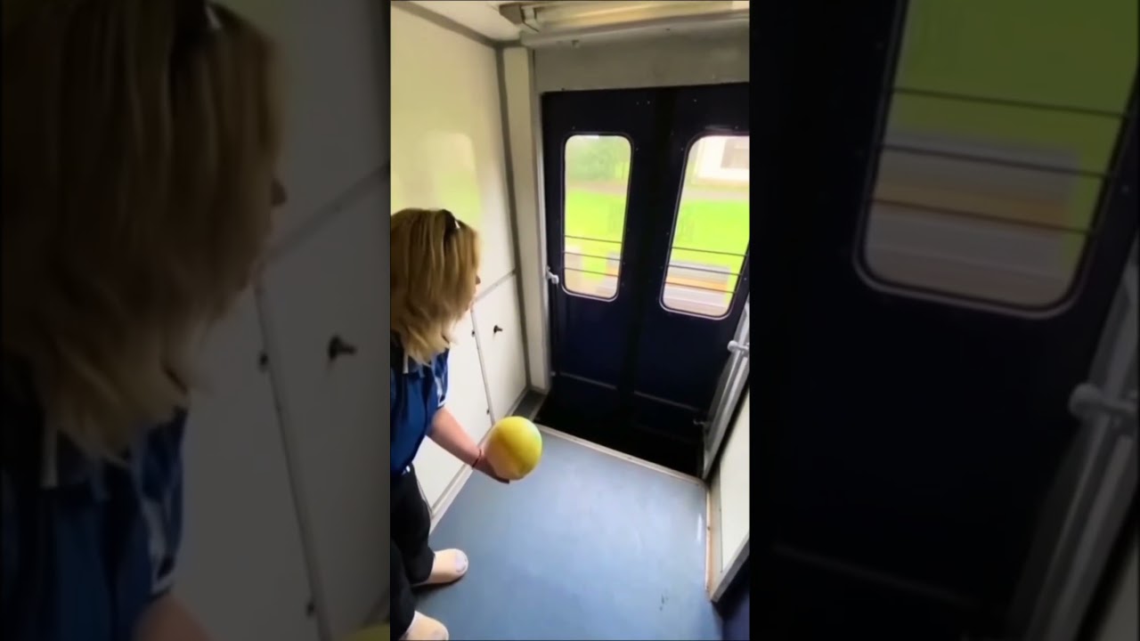 Girl Kicking Ball on Train Jump Scare
