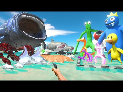 FPS Avatar Rescues Rainbow Friends and Fights Sea Monsters - Animal Revolt Battle Simulator