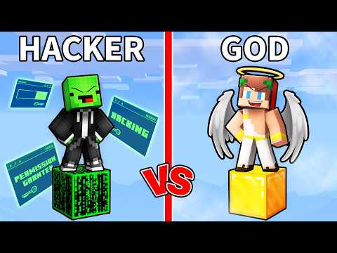 Mikey HACKER vs JJ GOD One Block Minecraft Battle - Maizen