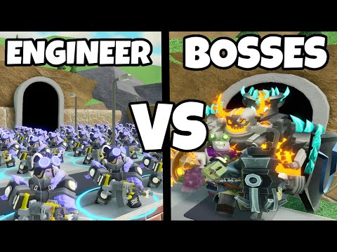 100 ENGINEERS vs ALL BOSSES in Roblox Tower Defense Simulator (TDS)