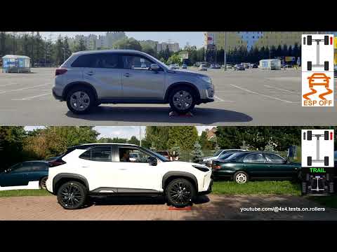 SLIP TEST - 2WD vs AWD - Suzuki Vitara vs Toyota Yaris Cross - @4x4.tests.on.rollers 