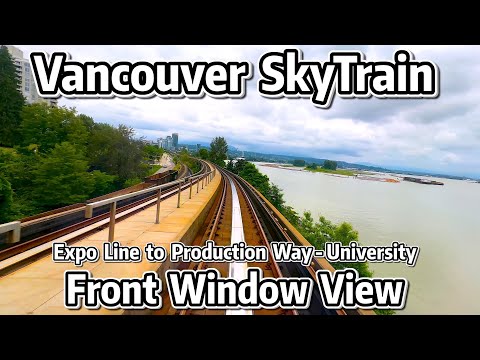 ⁴ᴷ⁶⁰ Vancouver SkyTrain Front Window View - Expo Line to Production Way-University