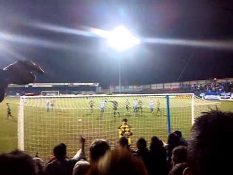 Coleraine's Penalty taking the lead against glentoran in the quarter finals
