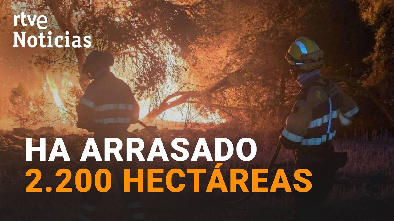 El INCENDIO de LECIÑENA continúa FUERA DE CONTROL tras ARRASAR 2.200 hectáreas | RTVE Noticias