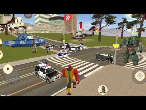 Stone Giant Rope Hero (Red Stone Man Fight Police Car) Crossroads on PoliceMan - Android Gameplay HD