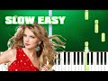 Taylor Swift - august (Slow Easy Piano Tutorial) (Anyone Can Play)