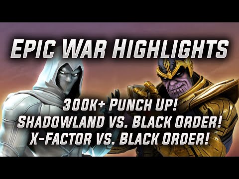 300k Punch Up! Shadowland vs. Black Order! - Epic War Highlights! - MARVEL Strike Force - MSF