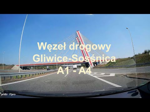 🇵🇱 Węzeł drogowy Gliwice-Sośnica A1 - A4. Śląskie. Polska.