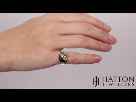 9ct Yellow Gold Solid Hand Engraved Square Signet Ring - 11mm - Childs