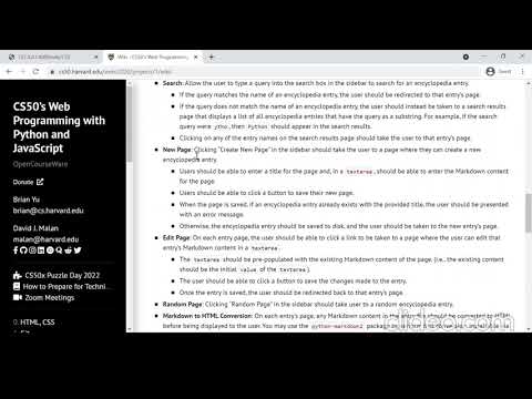 Harvard's CS50 Web Programming with Python and Javascript Course   Project 1 Wiki