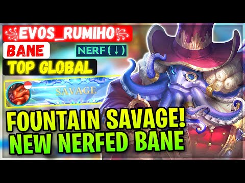 FOUNTAIN SAVAGE! New Nerfed Bane [ Top Global Bane ] ꧁evos_rumiho꧂ - Mobile Legends Emblem And Build