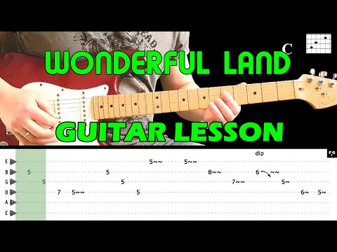 WONDERFUL LAND - Guitar lesson (with tabs and chords) - The Shadows Video