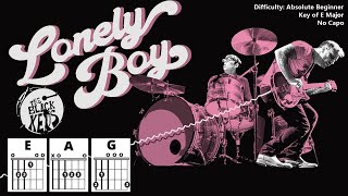 How to Play "LONELY BOY" by The Black Keys (No Capo) | Absolute Beginner Guitar Play-Along + Lyrics