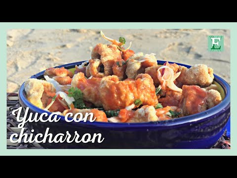 'YUCA CON CHICHARRON" "Cassava with Pork cracklings" Honduran Dish...
