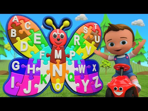 Learning Alphabets with Wooden Butterfly Puzzle Toy | Alphabets For Kids 3D Edu Videos | ABC Songs