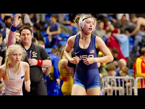 U17 Amanda Allipere (EST) vs Sydney Babi (USA) 49kg. Women girls youth wrestling. B-cam-man