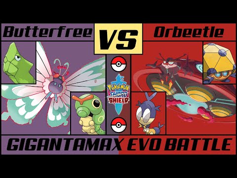 G-MAX BUTTERFREE vs G-MAX ORBEETLE - Gigantamax Evo Battle (Pokémon Sword/Shield)