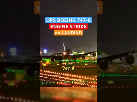 UPS 747-8 Scrapes Engine on Landing in Taipei  #aviation #planecrash #ups747