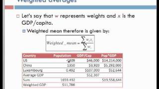 Weighted means & Standard Deviations - Part 1