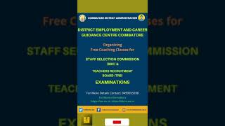 Free Coaching Classes for Staff Selection Commission & Teachers Recruitment Board 2021 in Tamilnadu