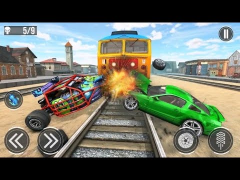 Auto Vs Cars@ #43 Train Derby Car Demolition Sim Extreme Simulator