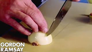 How To Finely Chop An Onion - Gordon Ramsay